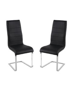 Evolve Black Faux Leather Dining Chairs In Pair