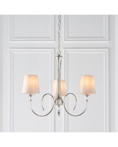 Fabia 3 Lights Ceiling Pendant Light In Polished Nickel With Marble Silk Shades