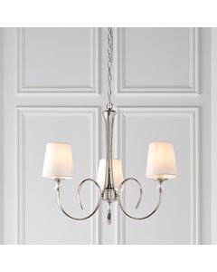 Fabia 3 Lights Ceiling Pendant Light In Polished Nickel With Vintage White Shades