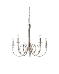 Fabia 5 Lights Clear Crystal Ceiling Pendant Light In Polished Nickel