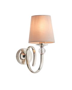 Fabia Single Wall Light In Polished Nickel With Marble Silk Shade