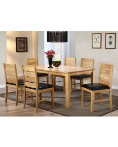 Fairmont Wooden Dining Set In Natural With 6 Chairs