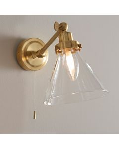 Faraday Clear Glass Shade Wall Light In Satin Brass