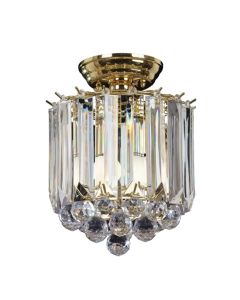 Fargo 2 Lights Clear Faceted Acrylic Flush Ceiling Light In Brass