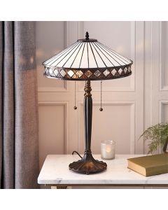 Fargo Medium Tiffany Glass Table Lamp In Dark Bronze