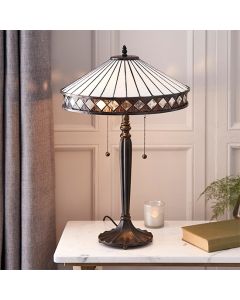 Fargo Medium Tiffany Glass Table Lamp In Dark Bronze