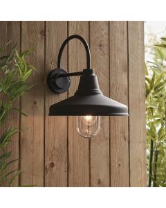 Farmhouse Clear Glass Shade Wall Light In Textured Black