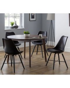 Farringdon Wooden Dining Table In Walnut With 4 Kari Black Chairs