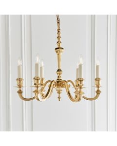 Fenbridge Gloss Cream 6 Lights Ceiling Pendant Light In Solid Brass