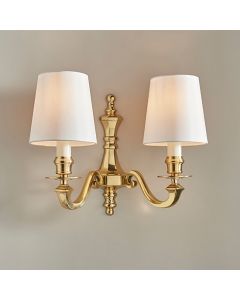 Fenbridge Vintage White Silk Twin Wall Light In Solid Brass