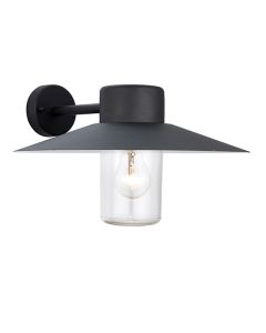Fenwick Clear Glass Shade Wall Light In Textured Black Stainless Steel