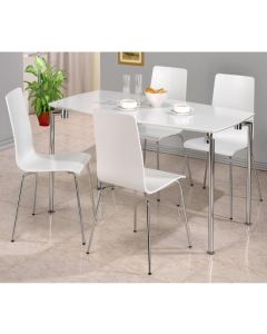 Fiji Rectangular Wooden Dining Set In White High Gloss With 4 Chairs