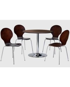 Fiji Round Dining Set In Walnut With 4 Round Chairs