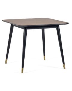 Findlay Square Wooden Dining Table In Walnut And Black