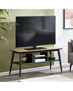 Findlay Wooden TV Stand With Shelves In Walnut And Black