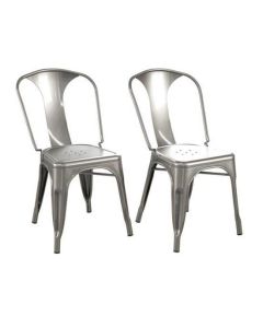Finn Grey Metal Dining Chairs In Pair