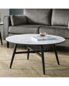 Firenze Wooden Coffee Table In White Marble Effect