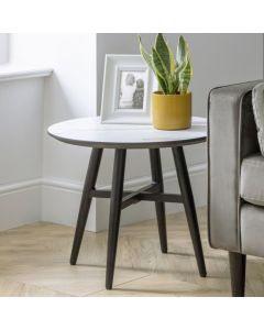 Firenze Wooden Lamp Table In Marble Effect