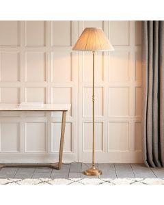 Fitzroy Beige Shade Floor Lamp With Solid Brass Base