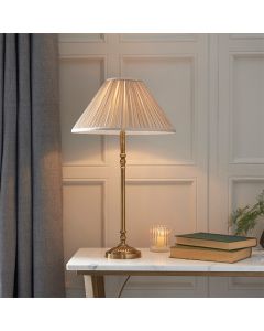 Fitzroy Beige Shade Table Lamp In Solid Brass