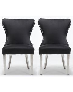 Florence Black Button Back Velvet Dining Chair In Pair