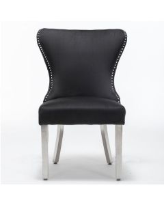 Florence Button Back Velvet Dining Chair In Black