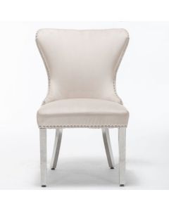 Florence Button Back Velvet Dining Chair In Cream