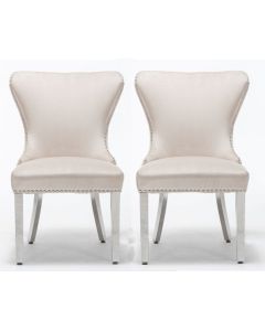 Florence Cream Button Back Velvet Dining Chair In Pair