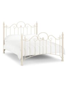 Florence Metal Double Bed In Stone White