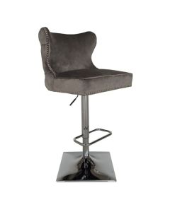 Florence Velvet Upholstered Bar Chair In Dark Grey