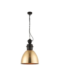 Ford Ceiling Pendant Light In Antique Brass With Matt Black