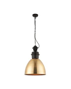 Ford Ceiling Pendant Light In Antique Brass With Matt Black