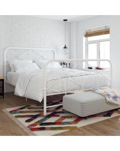 Francis Farmhouse Metal Double Bed In White