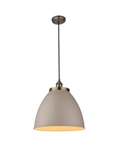 Franklin Large Taupe Shade Ceiling Pendant Light In Antique Brass