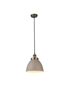 Franklin Small Taupe Shade Ceiling Pendant Light In Antique Brass
