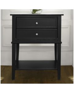 Franklin Wooden Bedside Table In Black With 2 Drawers