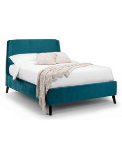 Frida Curved Velvet Double Bed In Teal