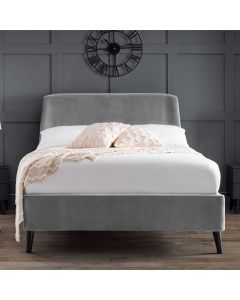 Frida Curved Velvet Double Bed In Grey