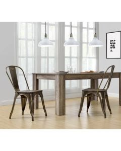 Fusion Antique Bronze Metal Dining Chairs With Wooden Seat In Pair