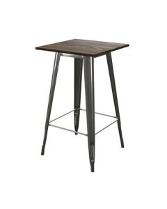 Fusion Square Wooden Bar Table In Antique Gun Metal