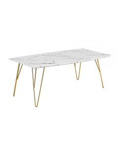 Fusion White Marble Coffee Table With Gold Metal Legs