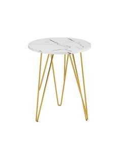 Fusion White Marble Lamp Table In Gold Metal Legs