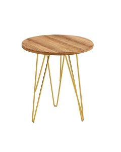 Fusion Wooden Lamp Table In Gold Metal Legs