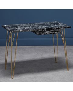 Fusion Wooden Laptop Desk And 1 Drawer In Black Marble Effect