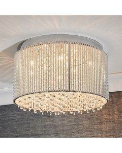 Galina 10 Lights Flush Ceiling Light In Polished Chrome