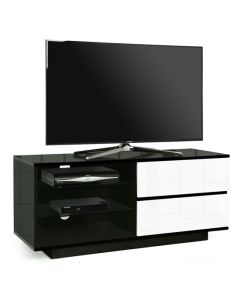 Gallus Wooden TV Stand In Black High Gloss With 2 White Drawers