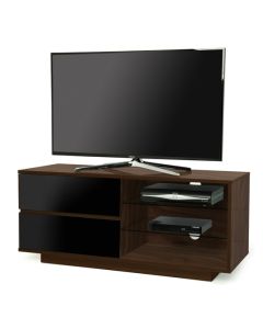 Gallus Wooden TV Stand In Walnut With 2 Black Drawers