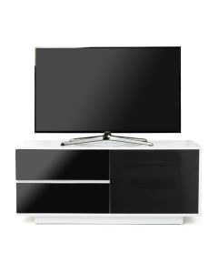 Gallus Wooden TV Stand In White High Gloss With 2 Black Drawers