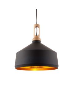 Garcia Ceiling Pendant Light In Matt Black And Light Wood