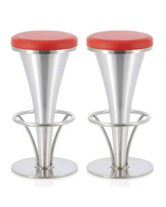 Garland Red Faux Leather Fixed Bar Height Bar Stools In Pair